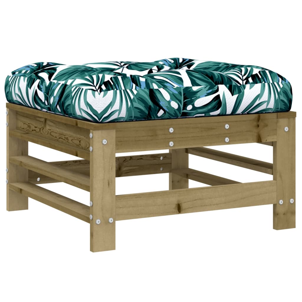 Garden Footstool with Cushion Impregnated Wood Pine